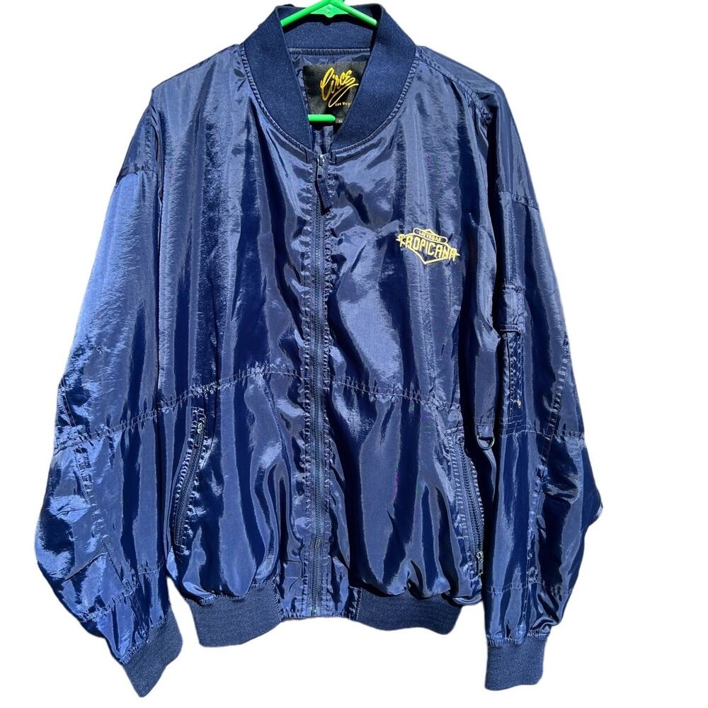 Las Vegas Tropicana Vintage 1980s blue windbreaker jacket Size XL